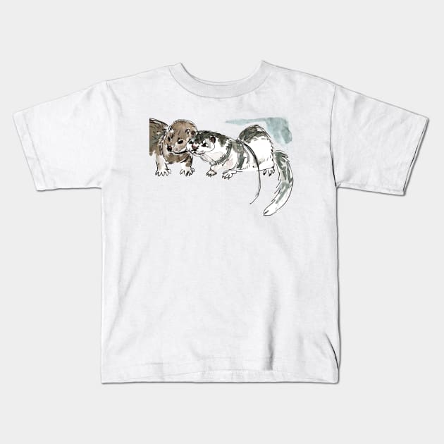 American mink watercolor Kids T-Shirt by belettelepink